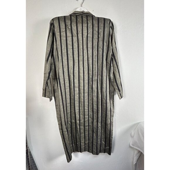 Opus 204 Seattle Vintage Striped Linen Long Coat Jacket Duster Robe Lagenlook - Picture 2 of 12